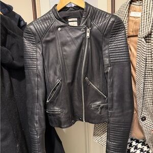 Zara Black Quilted Leather Jacket